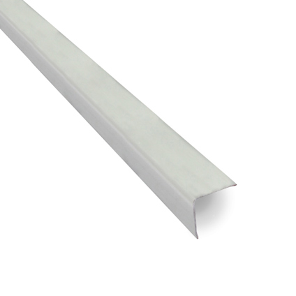 Hörnprofil i borstad aluminium med L-formad struktur och slät yta.
