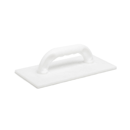 Vit rivbräda med handtag, tillverkad av polystyrol.