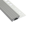 Grå trappnos i aluminium/PVC med texten "GENESIS", perforerat fäste på ena sidan.