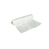 Rulle med transparent plastfolie som delvis är utrullad på en vit bakgrund.