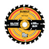 Cirkelformad sågklinga med svart och gul design, texten "DeWalt Nail Tough" och andra specifikationer tryckta på ytan.
