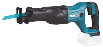 Makita tigersåg med svart och blå design, utan batteri monterat.
