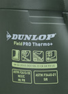 DUNLOP FieldPRO Thermo+ stövel med säkerhets- och komfortsymboler samt standardmärken. Grön färg.