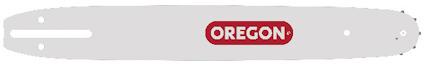 Motorsågsvärd av metall med texten "OREGON" i rött.