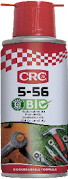 Sprayburk med etikett: CRC 5-56 BIO. Illustration av verktyg, text: "Biodegradable Formula".
