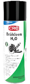 Sprayburk med etikett märkt "CRC Bräkleen H2O", illustration av en bromsdel och texter om produktens miljövänliga egenskaper.