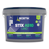 Förpackning av Bostik STIX A510 LINO golvlim, 10 liter, med olika piktogram och grön text.