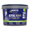 Klibburk med Bostik STIX A511 Combi Air golvlim, etikett med produktinformation på flera språk.