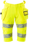 Korta arbetsshorts i neongult med reflexdetaljer och flera fickor.