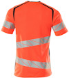 Orange kortärmad tröja med grå diagonala reflexband på ärmar och rygg.