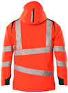 Orange reflexjacka med silverfärgade reflexband i ett diagonalt mönster.