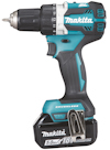 Borrskruvdragare i blå och svart med Makita-logotyp och batteri märkt "18V 5.0Ah".