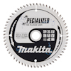 Sågklinga med silverfärgad design och text "SPECIALIZED for Plunge Saws" samt information och symboler i svart och blått.
