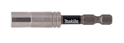 Bitsförlängare i metall med magnetisk hållare. Makita-logga synlig på skaftet.