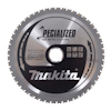 Rund sågklinga med spetsiga tänder och centralt hål, märkning med texten "Makita Specialized for Metal Cutting".