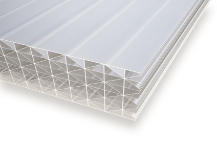Transparenta paneler med flerskiktad kanalstruktur i plast.