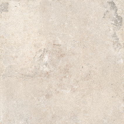 Granitkeramikplatta med en ljusbeige och marmorliknande yta, med subtila variationer i färg och textur.