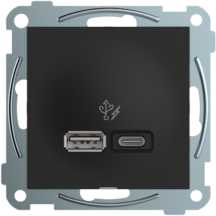 LADDUTTAG USB A+C 45W SVART ELKO PLUS
