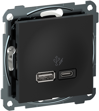 LADDUTTAG USB A+C 45W SVART ELKO PLUS
