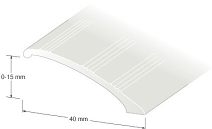 Illustration av en böjd silverfärgad nivålist med räfflade ytor, visad med dimensionspilar.