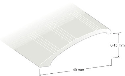 Illustration av en böjd komponent med dimensionerna 40 mm x 0-15 mm.