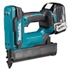 Batteridriven blå dyckertpistol med märket "Makita" och texten "18V LXT Li-ion" på batteriet.
