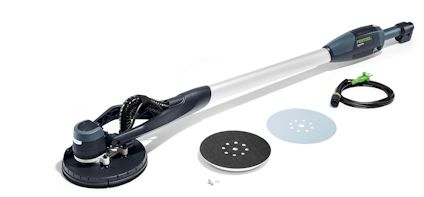Slipsverktyg med lång arm och variabel åtkomst, med flera sliprondeller och en kabel placerade på vit bakgrund.
