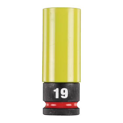 Gul och svart hylsa med siffran "19" i vitt.