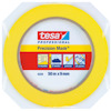 Rulle med gul maskeringstejp i plastförpackning, Tesa Professional Precision Mask, med etikett och symboler.