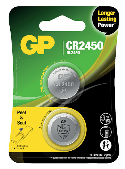 KNAPPCELLSBATTERI CR2450 2P