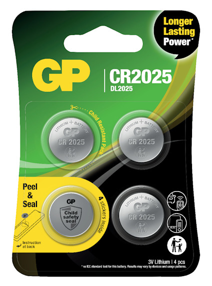 KNAPPCELLSBATTERI CR2025 4P