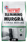 Förpackning av Hey'di Slemming Murgrå Slamma Murgrå, 5 kg med illustration av en hand som håller en borste.