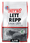 Förpackning med Hey'di Lett Repp Laga Lätt spackel, 3,5 kg, med norsk kvalitetsmärkning.