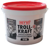 Vit hink med rött lock och texten "HEY'DI TROLL-KRAFT SPRENGSEMENT" i svart. Visar illustration av troll.