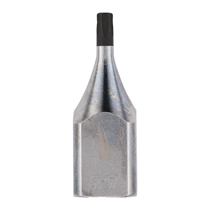 Metallisk Bitshylsa Torx med svart topp, märkning "T27" nära basen.