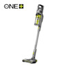 Batteridriven skaftdammsugare med grå och grön design av märket RYOBI, märkt "18V ONE+".