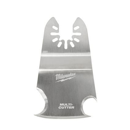 Metalliskt sågbld med texten "Milwaukee MULTI-CUTTER" och numret "2221" ingraverat.