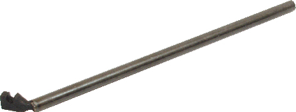 Metallstav med ett vinkelböjt huvud i ena änden, mot vit bakgrund.
