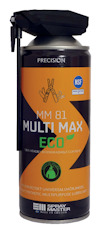 Orange och svart burk märkt med "MM 81 MULTI MAX ECO" och "Precision", Spraymasterlogotyp nedtill.