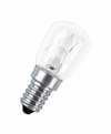 Glödlampa med klar glaskupa och E14-sockel.