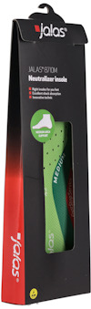 Förpackning för Jalas 87011 Neutralizer Insole, visar en grön sula inuti en svart och röd låda.