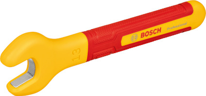 Gul och röd skruvnyckel med Bosch-logotyp och texten "Professional".