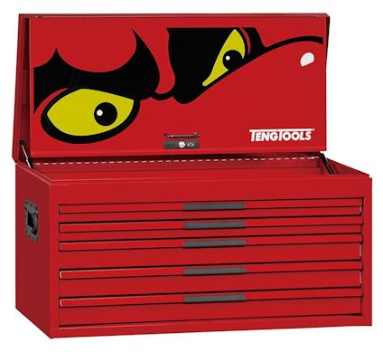 VERKTYGSLÅDA 5 LÅDOR TENG TOOLS RÖD BRED 37 TUM