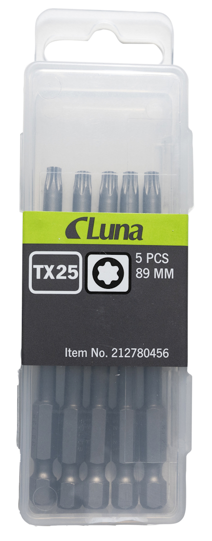 BITS T25 LUNA 89MM FÄSTE 1/4 TUM 5-PACK