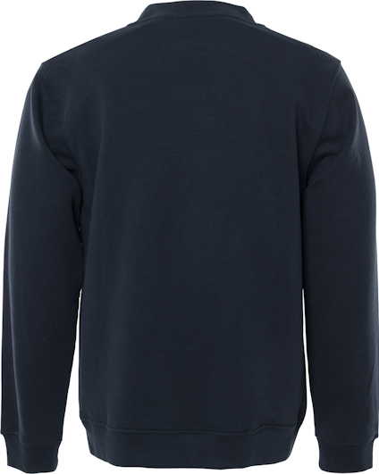 Svart tröja sedd bakifrån, med långa ärmar och rund hals.