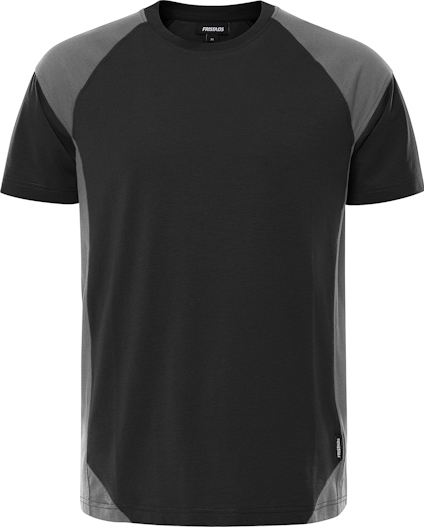 Svart och grå t-shirt med korta ärmar och rund hals.