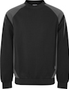 Svart och grå sweatshirt med långa ärmar och rund halsringning, utan synliga detaljer eller text.