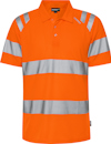 Orange pikétröja med reflekterande ränder över axlar, armar och runt bröstet.