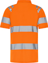 Orange polo med korta ärmar och grå reflexband runt midja och axlar.