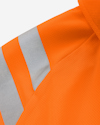 Orange tyg med grå reflekterande ränder.